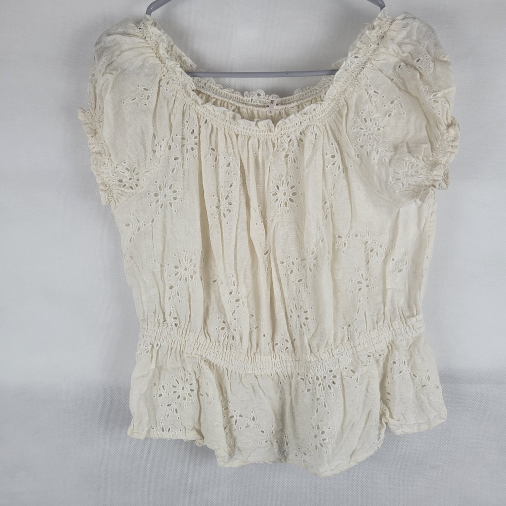 Free People Jasmine peasant top Eyelets  sz Large NWOT